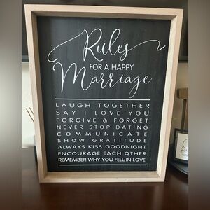 Chic Black and White Marriage Rules Wall Art